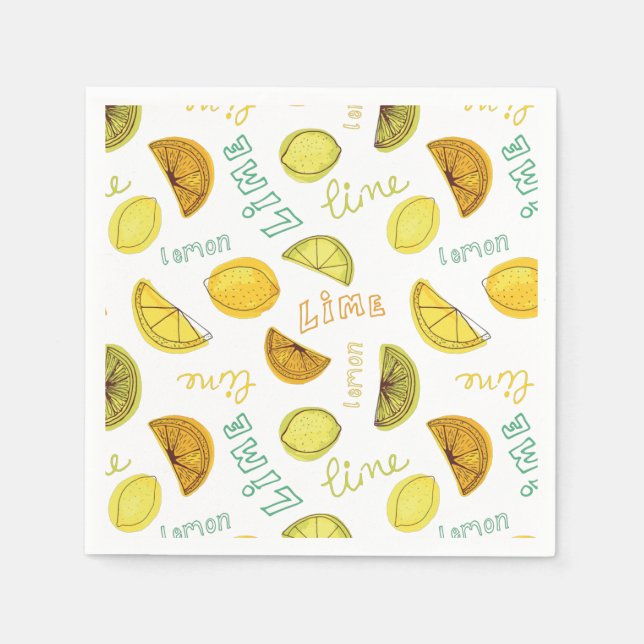 Serviette En Papier Motif de fruits d'agrumes citron et lime (Devant)
