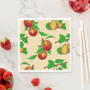 Serviette En Papier Motif de fruits de pêche et de poire Botanique rus