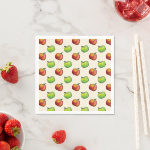 Serviette En Papier Motif de fruits de pomme rouges et verts