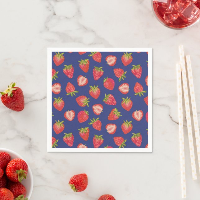 Serviette En Papier Motif de fruits d'été à la fraise (En situation)