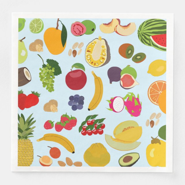 Serviette En Papier Motif de fruits d'été coloré (Devant)