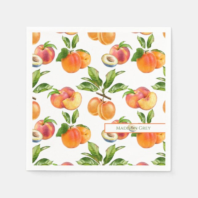 Serviette En Papier Motif de fruits mûrs, abricots et prunes (Devant)