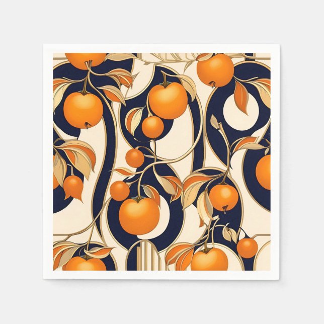 Serviette En Papier Motif de fruits persimmon Art déco (Devant)