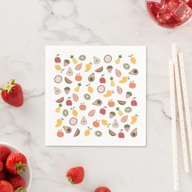 Serviette En Papier Motif de fruits rustiques (En situation)