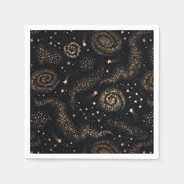 Serviette En Papier Motif de galaxie Gold Star Constellation (Devant)