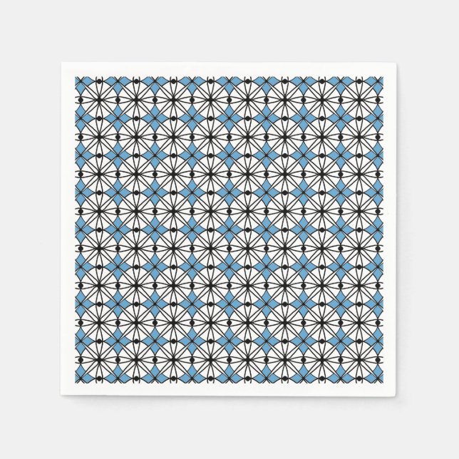 Serviette En Papier Motif de géométrie bleue (Devant)