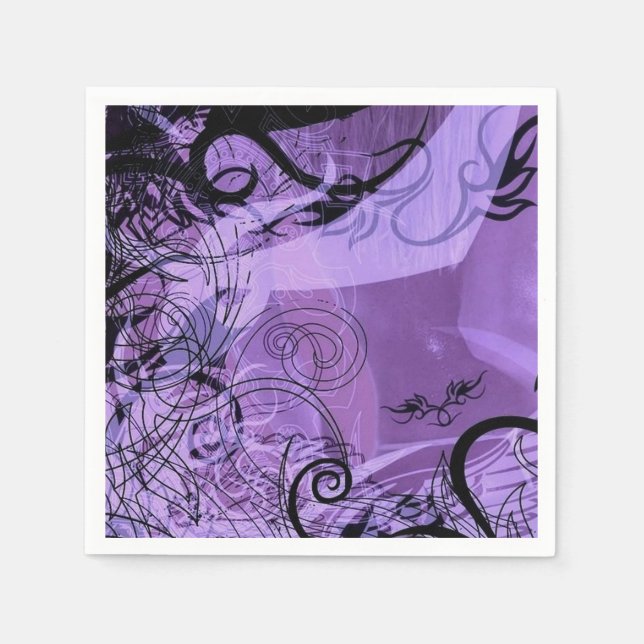 Serviette En Papier Motif de goth violet et noir (Devant)