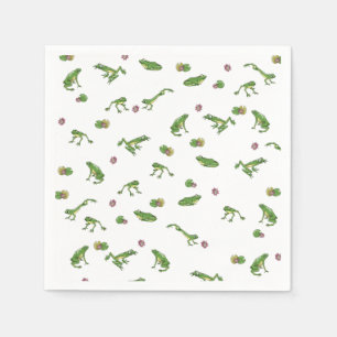 Serviette En Papier Motif de grenouille verte