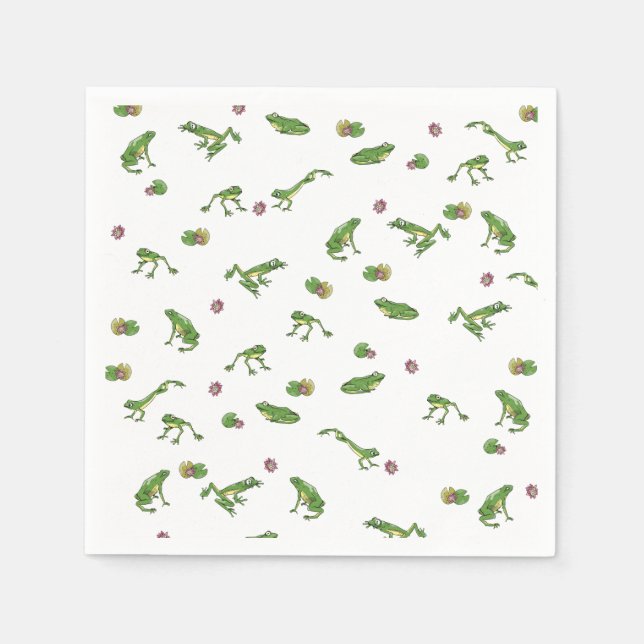 Serviette En Papier Motif de grenouille verte (Devant)