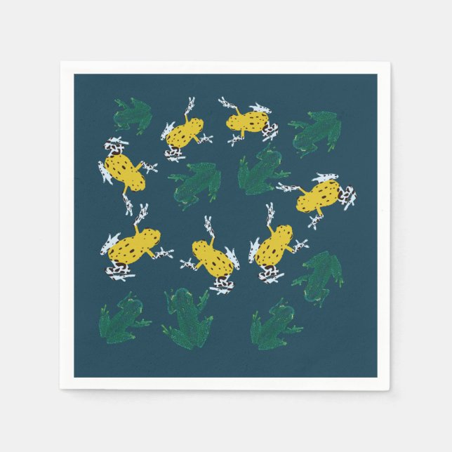 Serviette En Papier Motif de grenouilles jaunes vertes (Devant)