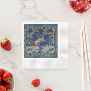 Serviette En Papier Motif de grue chinoise vintage : bleu impérial