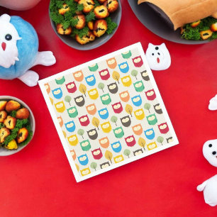 Serviette En Papier Motif de hibou multicolore
