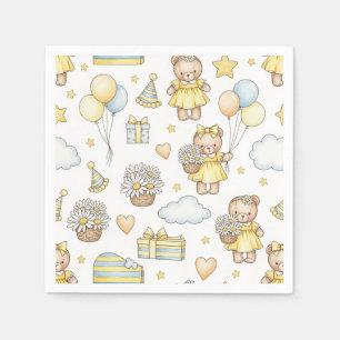 Serviette En Papier Motif de jardin de marguerites de nounours (14)