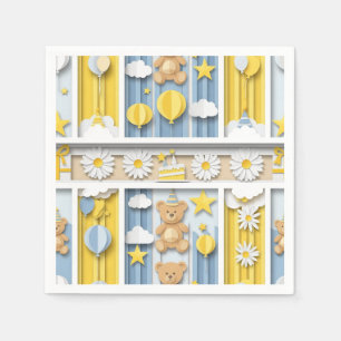 Serviette En Papier Motif de jardin de marguerites de nounours (18)