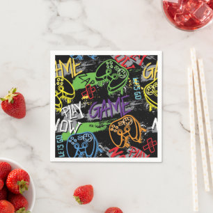 Serviette En Papier Motif de jeu graffiti néon