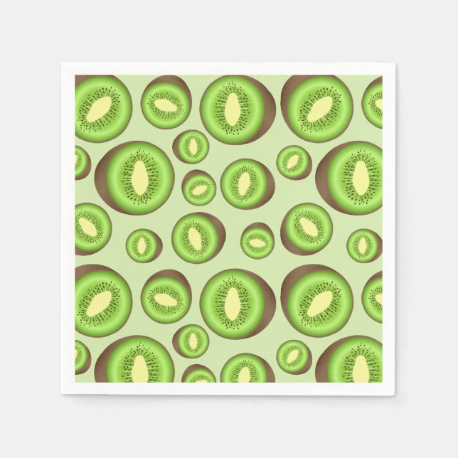 Serviette En Papier Motif de kiwi vert et marron (Devant)