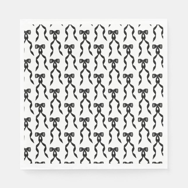Serviette En Papier Motif de la Bow Noir (Devant)