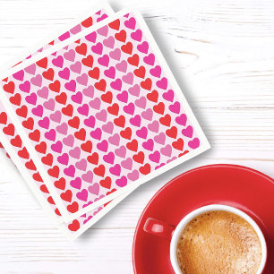 Serviette En Papier Motif de la Saint-Valentin Cœurs Fuchsia Rose Roug