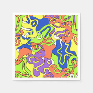 Serviette En Papier Motif de labyrinthe abstrait néon