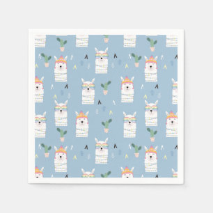 Serviette En Papier Motif de lama de lunettes de soleil d'arc-en-ciel