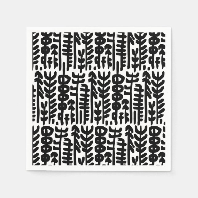 Serviette En Papier Motif de l'arbre de l'encre noire (Devant)