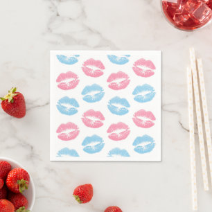 Serviette En Papier Motif de lèvres bleues et roses, Lipstick, Baiser