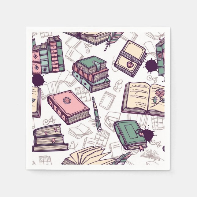 Serviette En Papier Motif de livre (Devant)