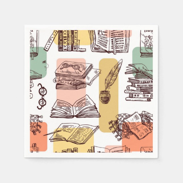 Serviette En Papier Motif de livre (Devant)