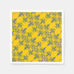 Serviette En Papier Motif de lustre bleu jaune