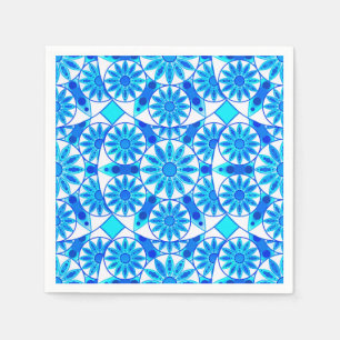 Serviette En Papier Motif de mandala, bleu de cobalt et turquoise