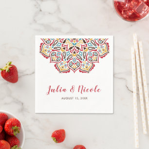 Serviette En Papier Motif de mandala géométrique classique pour mariag