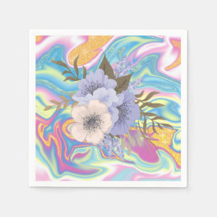 Serviette En Papier Motif de marbre floral psychédélique Fleur Abstrai