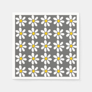 Serviette En Papier Motif de marguerite blanc gris jaune