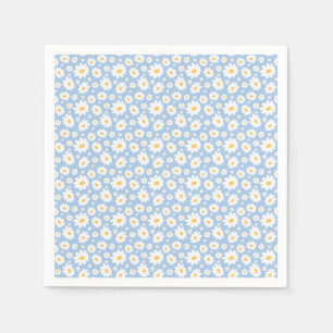 Serviette En Papier Motif de Marguerite Dessiné à la Main Bleu Poussié