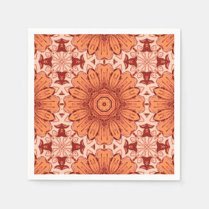 Serviette En Papier Motif de marguerite géométrique en Mandarin Orange