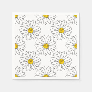 Serviette En Papier Motif de marguerite jaune blanc