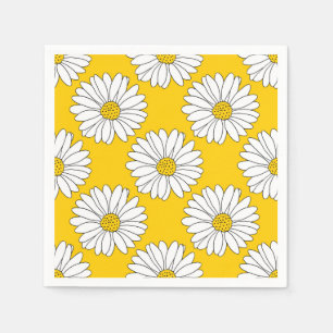 Serviette En Papier Motif de marguerite jaune blanc 2