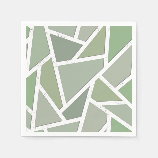 Serviette En Papier Motif de mosaïque vert olive (Devant)