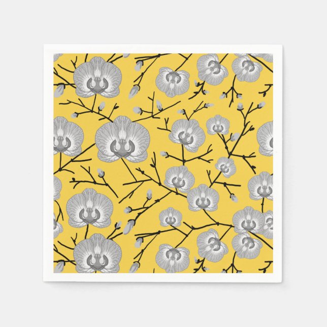 Serviette En Papier Motif de moutarde orchidée (Devant)