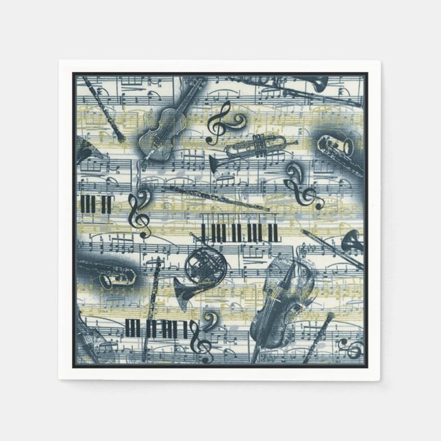 Serviette En Papier Motif de musique vintage feuille (Devant)