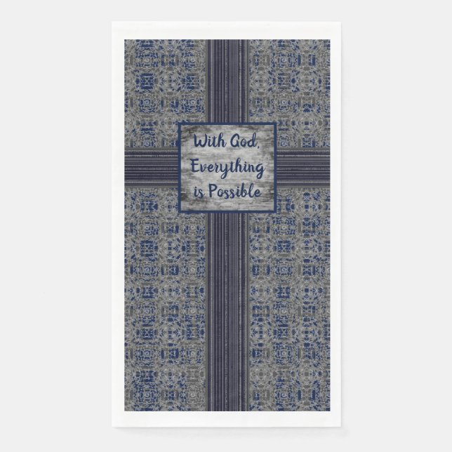 Serviette En Papier Motif de Navy Blue & Grey X et O (Devant)