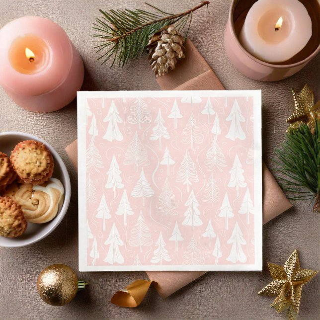 Serviette En Papier Motif de Noël blanc rose #6 ID1009 (Créateur téléchargé)