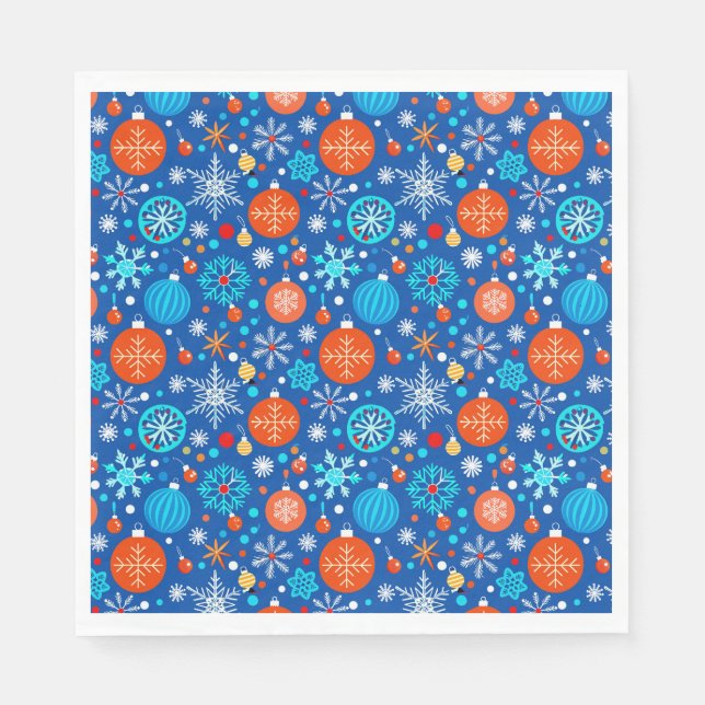 Serviette En Papier Motif de Noël bleu (Devant)