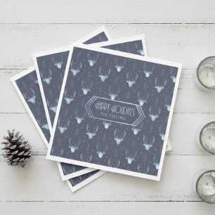 Serviette En Papier Motif de Noël Bois de Cerf Bleu ID861