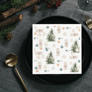 Serviette En Papier Motif de Noël branché   Aquarelle
