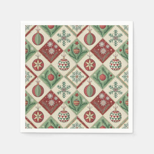 Serviette En Papier Motif de Noël brodé en patchwork vintage