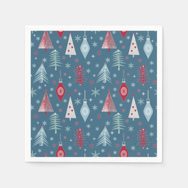 Serviette En Papier Motif de Noël d'hiver. (Devant)