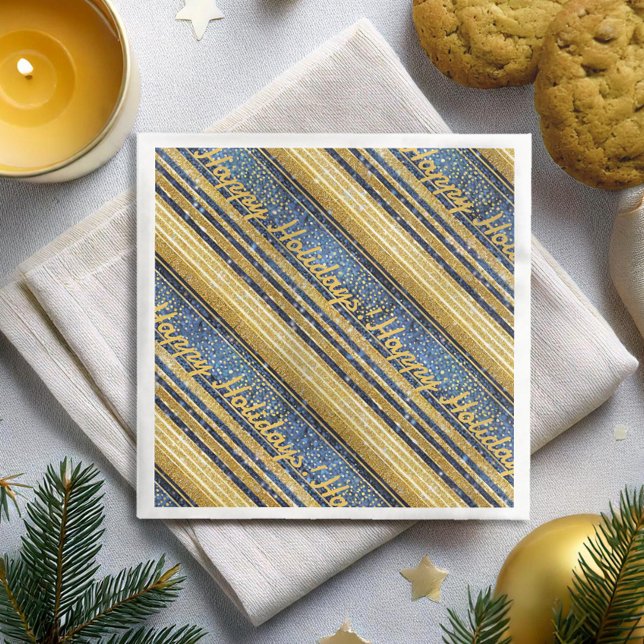 Serviette En Papier Motif de Noël Gold bleu#28 ID1009 (Créateur téléchargé)