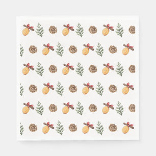 Serviette En Papier Motif de Noël hivernal à l'aquarelle vintage