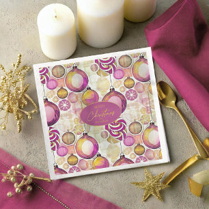 Serviette En Papier Motif de Noël Magenta Gold n° 6 ID1009